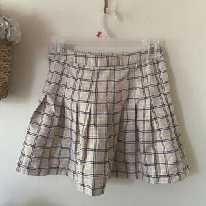 Women's Aeropostale Tan & Black Plaid Pleaded Skirt